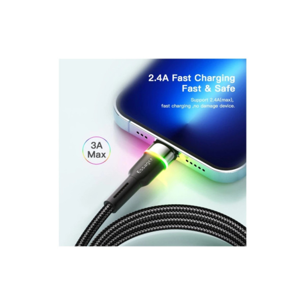 Дата кабель USB 2.0 AM to Lightning 1.0m 2.4A black Essager (EXCL-XCD01)