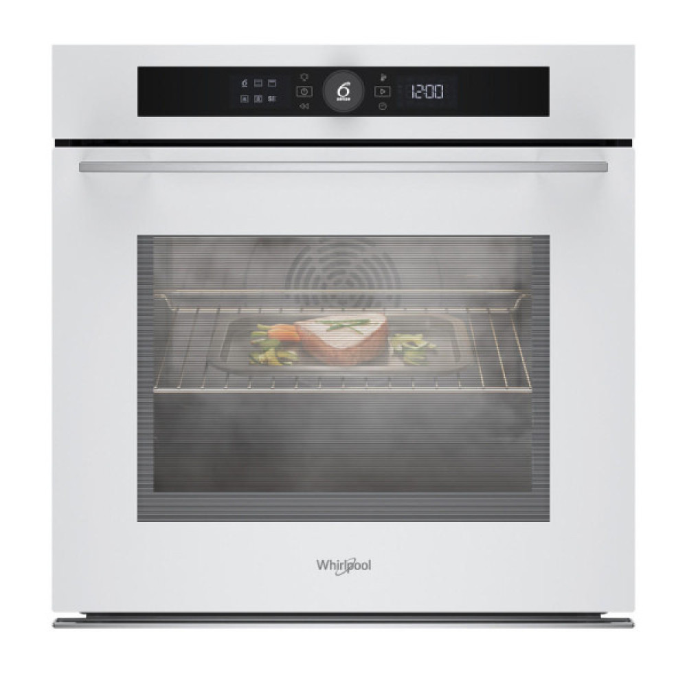 Духова шафа Whirlpool електрична, 73л, A+, дисплей, конвекція, піроліз, телескопічні напрямні, білий