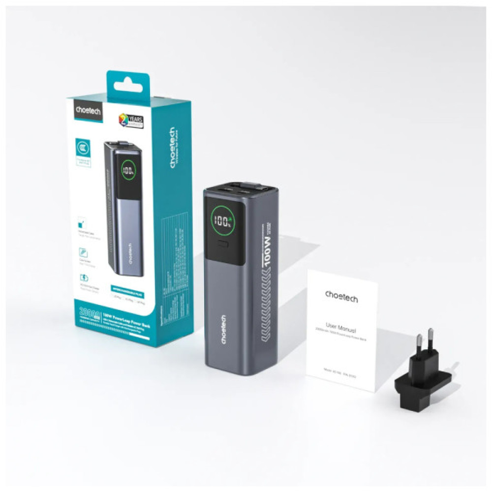 Батарея універсальна Choetech 20000mAh, PD/100W, QC, AFC, AC input (B1012)