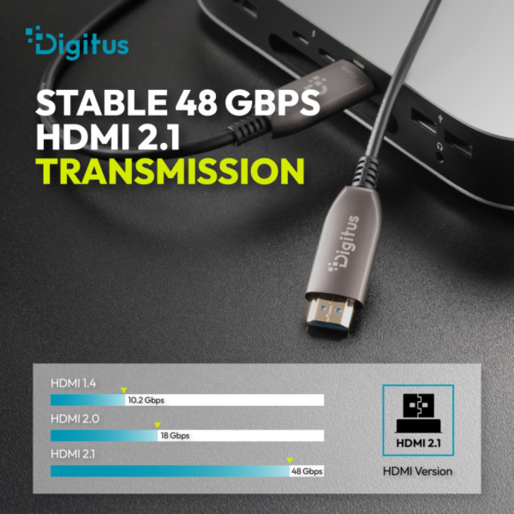 Кабель мультимедійний HDMI M to HDMI M 50.0m V2.1 8K60Hz AOC 48Gbps black Digitus (AK-330126-500-S)