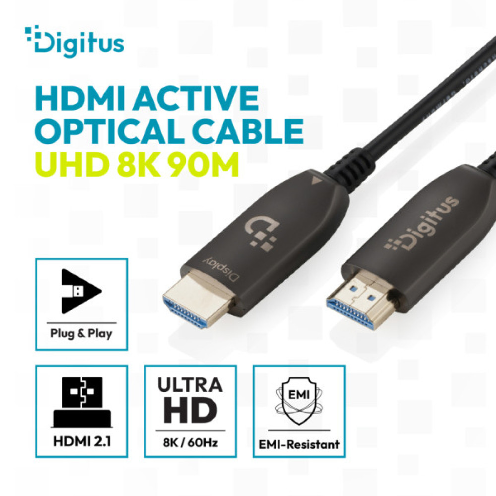 Кабель мультимедійний HDMI M to HDMI M 50.0m V2.1 8K60Hz AOC 48Gbps black Digitus (AK-330126-500-S)