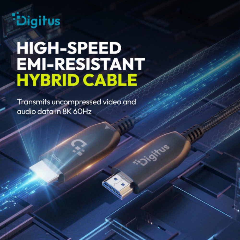 Кабель мультимедійний HDMI M to HDMI M 50.0m V2.1 8K60Hz AOC 48Gbps black Digitus (AK-330126-500-S)