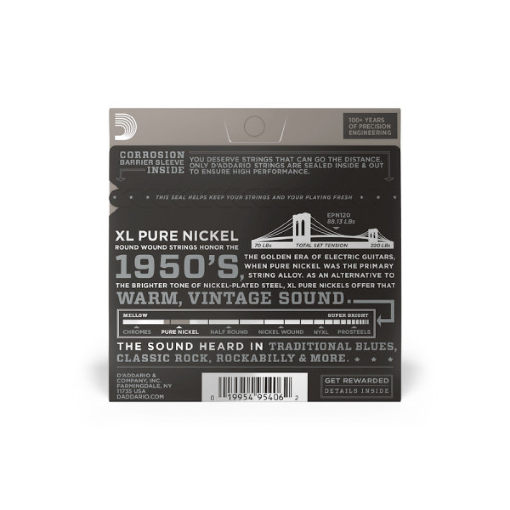 Струни для гітари D'Addario XL Pure Nickel Super Light (09-41) (EPN120)