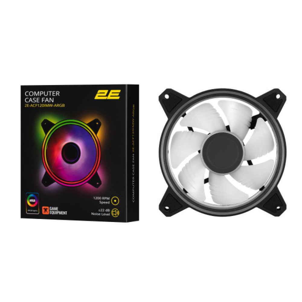 Корпусний вентилятор 2E GAMING Air Cool Infinity M ACF120IMW-ARGB, 120мм, 1200rpm, 3pin, 3pin +5VARGB, 22dBa, чорний