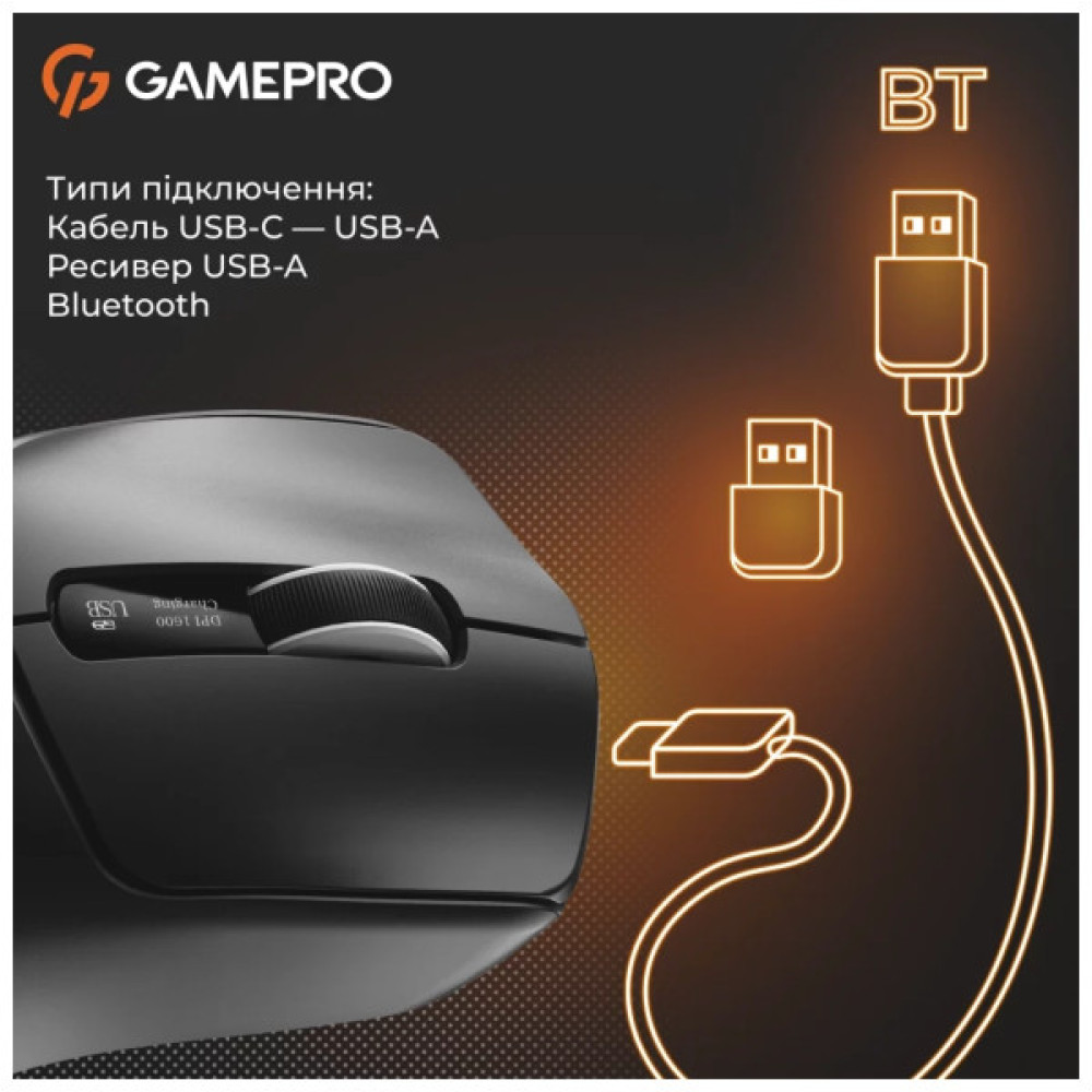 Мишка GamePro Genesis Ranker Wireless/Bluetooth/USB Black (GM012B)