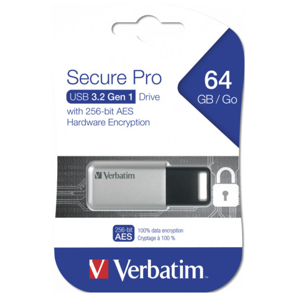 USB флеш накопичувач Verbatim 64GB Secure Pro with 256 AES USB 3.2 (98666)