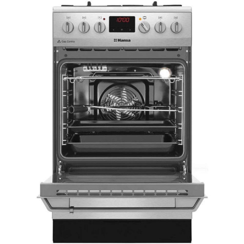 Плита Hansa комбінована, 50х60см, 65л, чавун, газ контр., дисплей, нержавіюча сталь