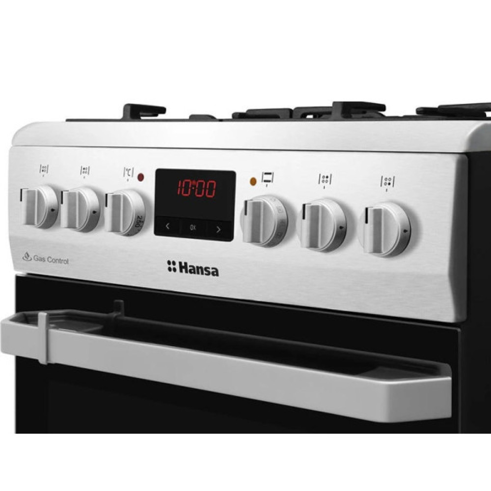 Плита Hansa комбінована, 50х60см, 65л, чавун, газ контр., дисплей, нержавіюча сталь