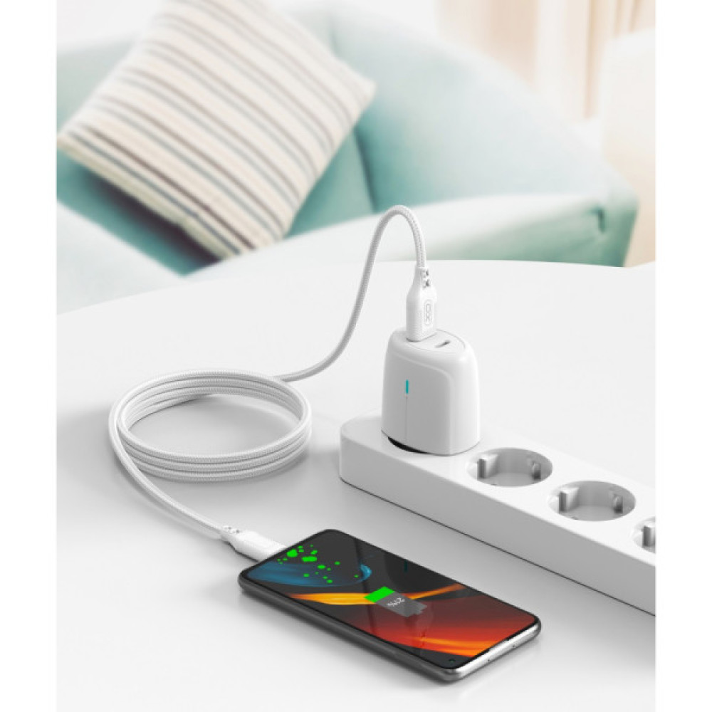 Дата кабель USB 2.0 AM to Micro 5P 1.0m braided white XO (NB235_M_White)