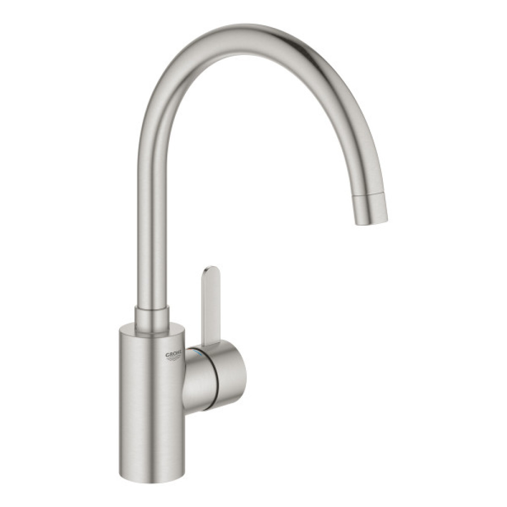 Змішувач для кухні Grohe Via Cosmo, довж.виливу - 224мм, поворотний, 1важіль, супер сталь
