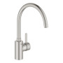 Змішувач для кухні Grohe Via Cosmo, довж.виливу - 224мм, поворотний, 1важіль, супер сталь