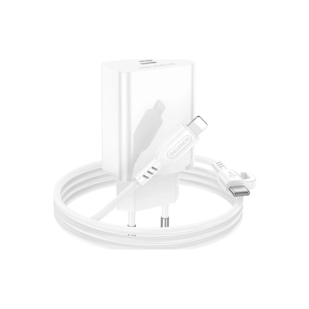 Зарядний пристрій BOROFONE USB-C PD20W + cable USB-C to Lightning white (6941991111419)