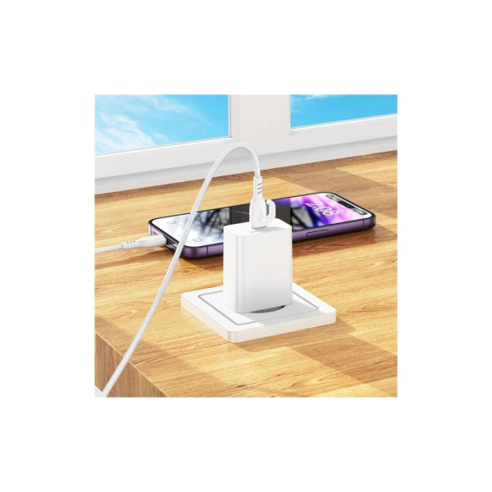 Зарядний пристрій BOROFONE USB-C PD20W + cable USB-C to Lightning white (6941991111419)