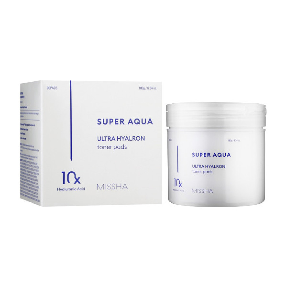 Тонік для обличчя Missha Super Aqua Ultra Hyalron Toner Pads 90 шт (8809747928682)