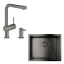 Набір для кухні Grohe K700U стальна мийка 31574AL1 + зміш. 30274AL0 + дозатор 40535AL0, матовий графіт