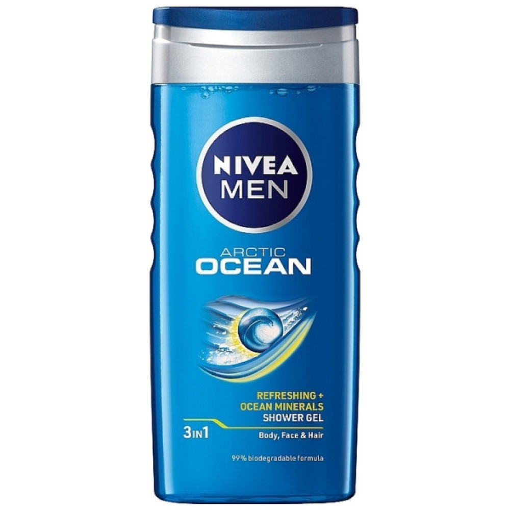Гель для душу Nivea Men 3 в 1 Arctic Ocean Для тіла, обличчя та волосся 250 мл (4005900654250/4006000009391)