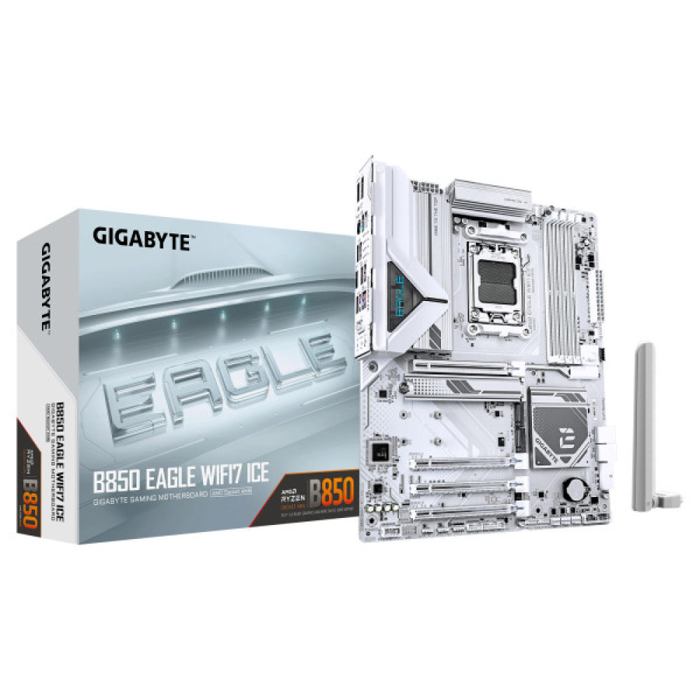 Материнська плата GIGABYTE B850 EAGLE WF7 ICE sAM5 B850 4xDDR5 M.2 Wi-Fi BT HDMI DP ATX