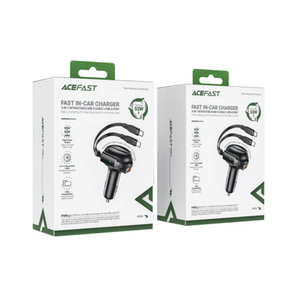 Зарядний пристрій Acefast 3xUSB 53W (2xUSB-C+USB-A) + cable USB-C 2in1 B13 (6974316282921)