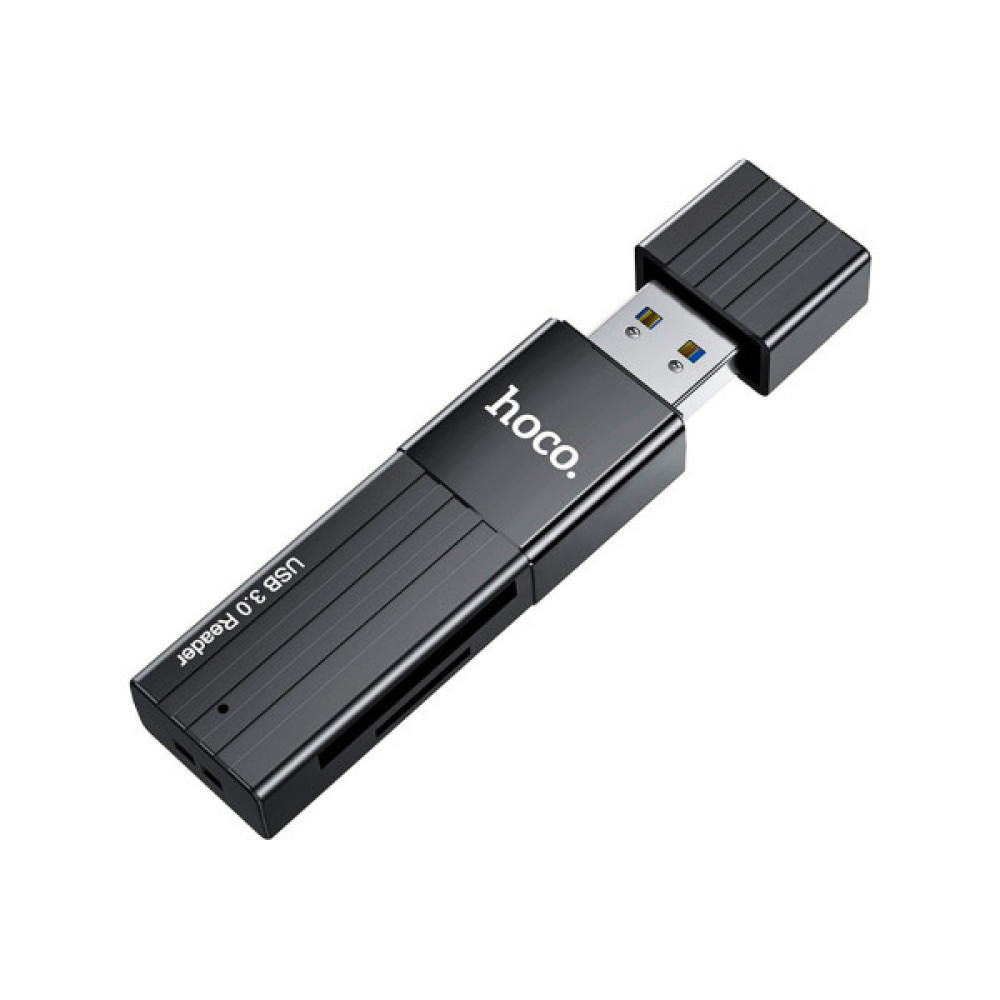 Зчитувач флеш-карт HOCO USB3.0 to microSD, microSDHC, microSDXC, SD, SDHC, SDXC, HB20 Black (6931474735218)