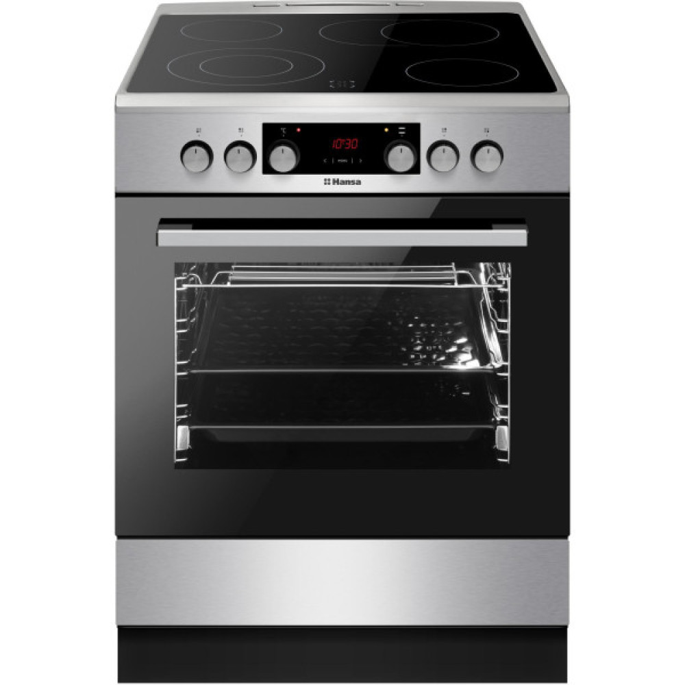 Плита Hansa електрична склокерамічна, 60х60см, 65л, дисплей, нержавіюча сталь