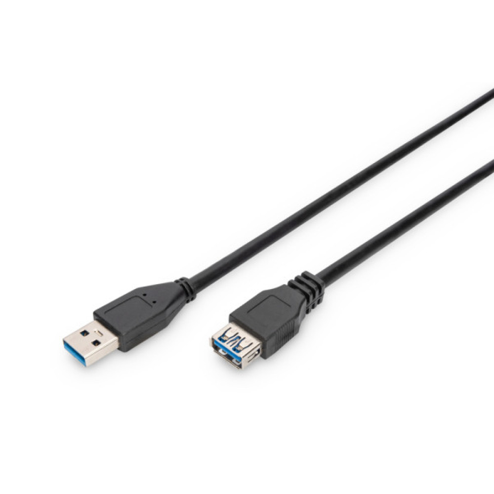 Дата кабель USB 2.0 AM/AF 1.8m black Digitus (AK-300203-018-S)