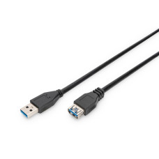 Дата кабель USB 2.0 AM/AF 1.8m black Digitus (AK-300203-018-S)