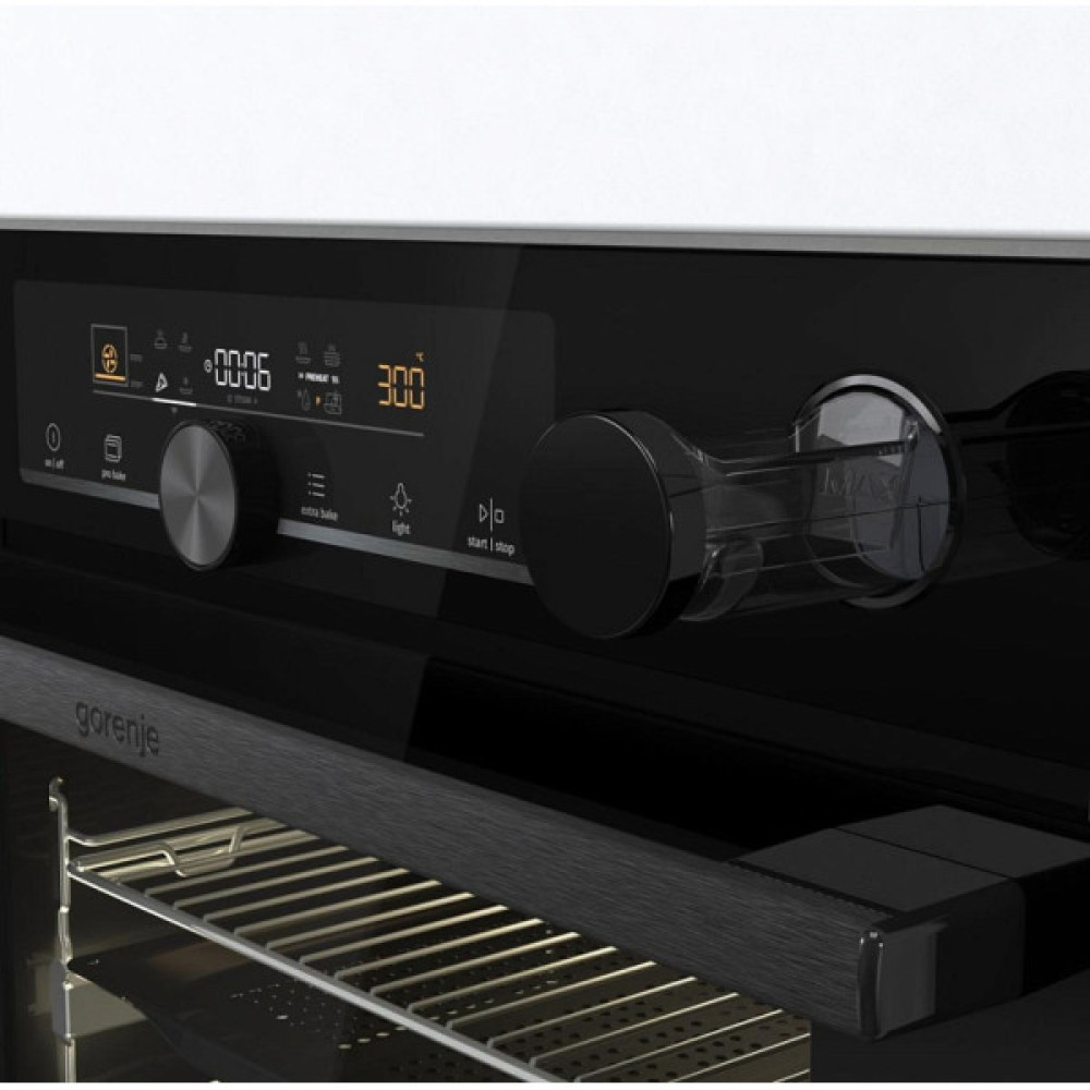 Духова шафа Gorenje електрична, 77л, A+, пара, дисплей, чорний