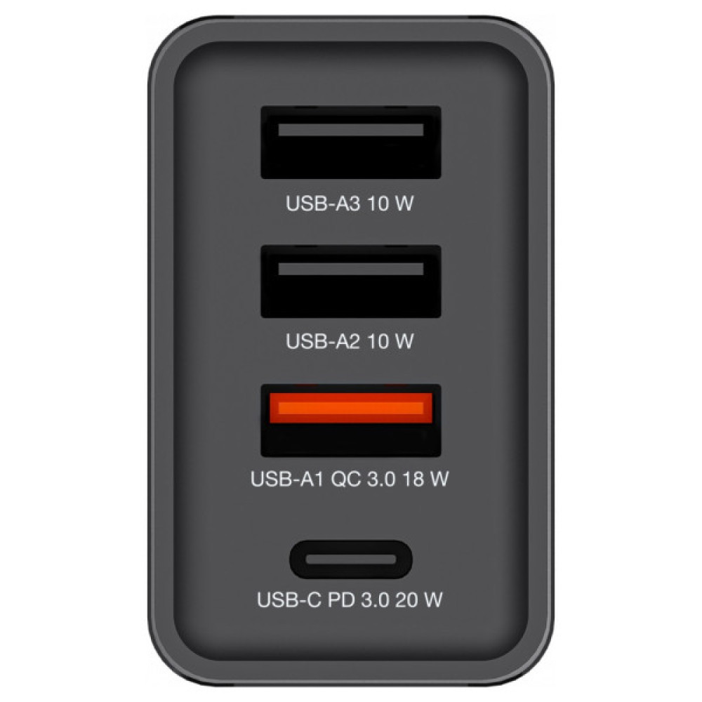 Зарядний пристрій Verbatim USB 30W PD3.0 4-ports black (49700)
