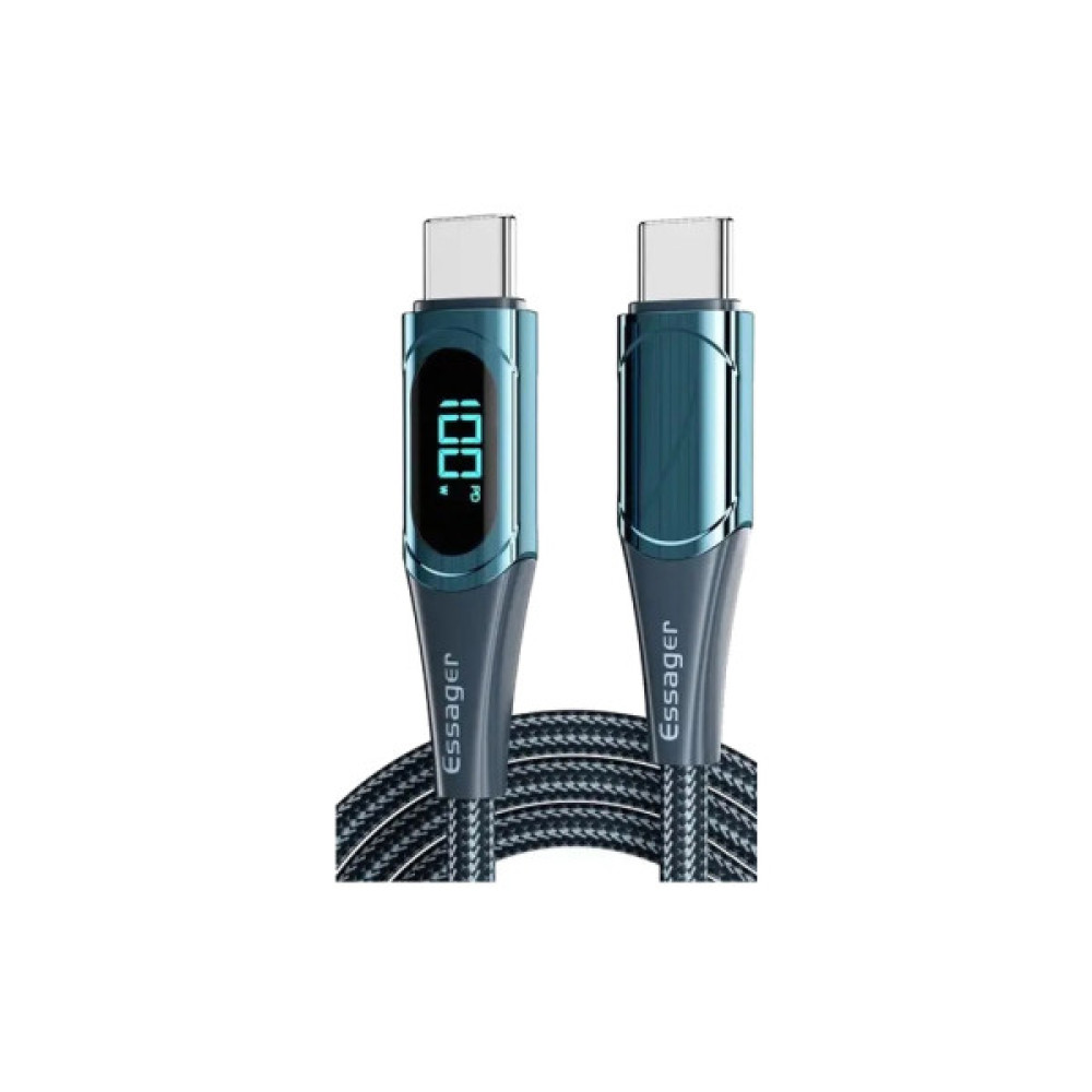 Дата кабель USB-C to USB-C 1.0m 100W Digital Display blue Essager (ES-XCTT1-YD03)
