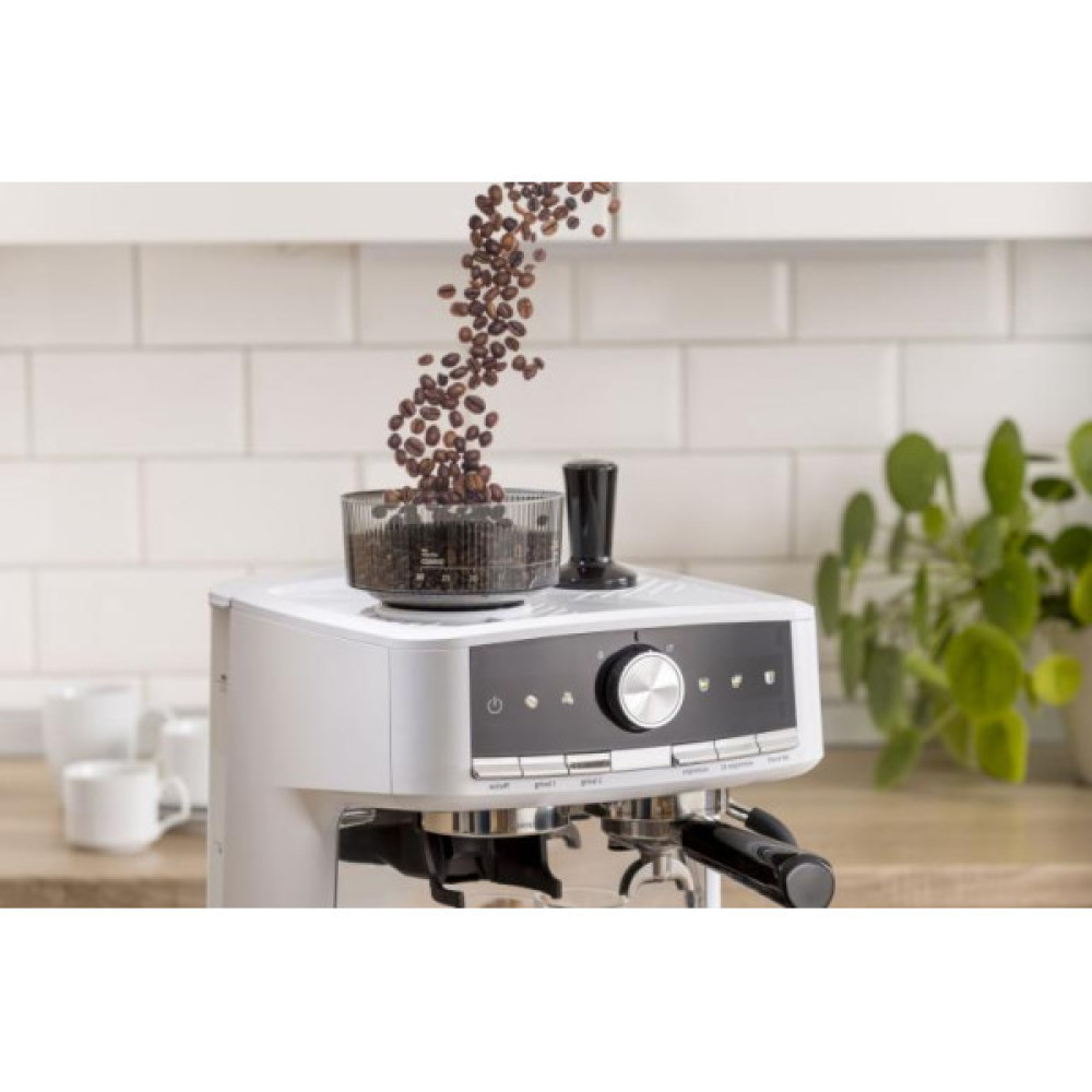 Кавоварка Gorenje ріжкова 2.5л, кавомолка 0,25л, капучинатор, кнопочне керування, білий