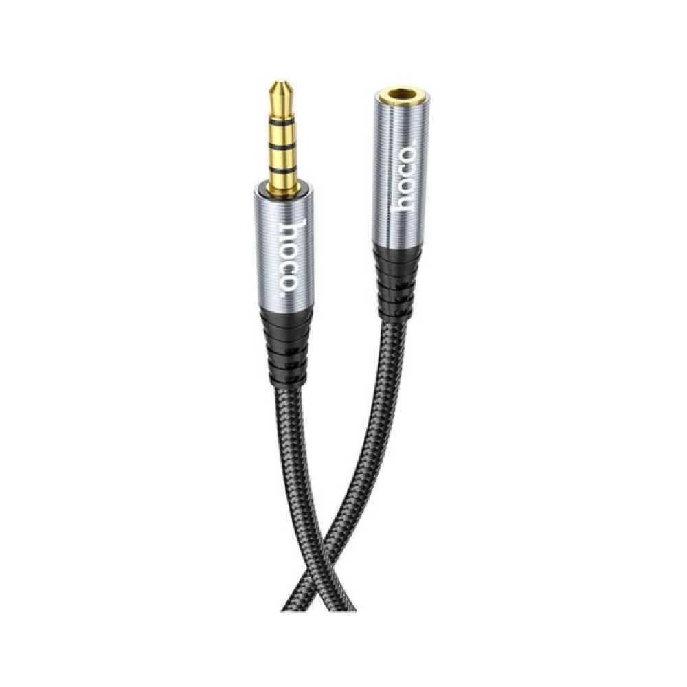 Кабель мультимедійний 3.5mm M to 3.5mm F 2.0m Gray HOCO (6931474762160)