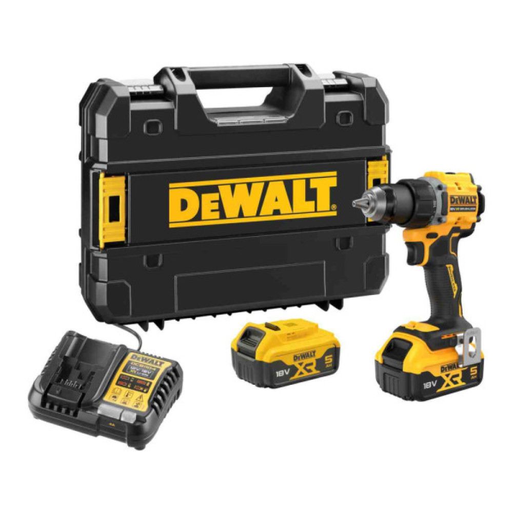 Шуруповерт DeWALT XR Li-Ion 18V, 2x5Ah, 74 Нм, 0-450/0-1650 об/хв, 1.12 кг, TSTAK (DCD794P2T)