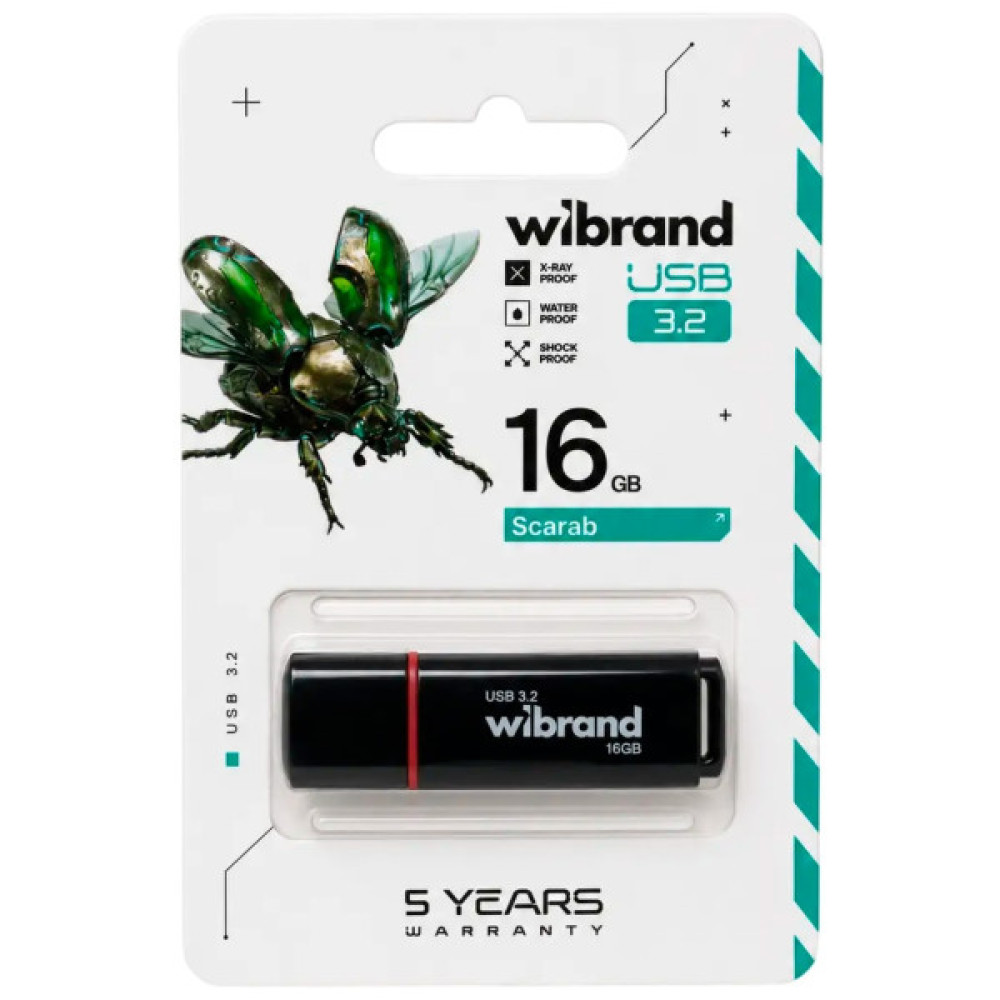 USB флеш накопичувач Wibrand 16GB Scarab Black USB 3.2 (WI3.2/SC16P11B)