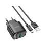 Зарядний пристрій HOCO C140A Smart USB QC3.0 + cable USB to USB-C Black (6942007627825) Зарядний пристрій HOCO C140A Smart USB QC3.0 + cable USB to USB-C Black (6942007627825)