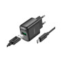 Зарядний пристрій HOCO C140A Smart USB QC3.0 + cable USB to USB-C Black (6942007627825) Зарядний пристрій HOCO C140A Smart USB QC3.0 + cable USB to USB-C Black (6942007627825)