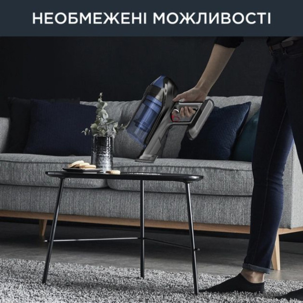 Пилосос Rowenta  безпровідний X-Force Flex 12.60 Auto Aqua, 320Вт, конт пил -0.1л, автон. робота до 45хв, вага-3кг, НЕРА, чорно-синій