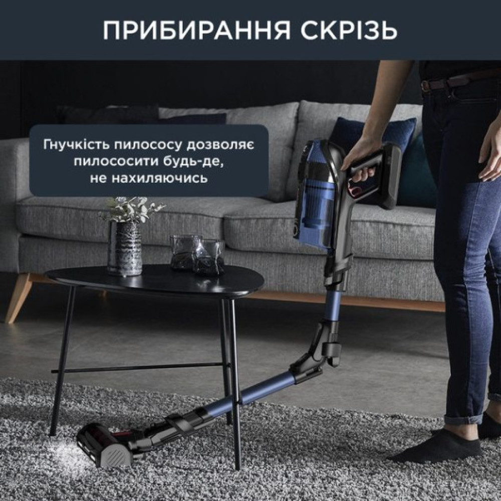 Пилосос Rowenta  безпровідний X-Force Flex 12.60 Auto Aqua, 320Вт, конт пил -0.1л, автон. робота до 45хв, вага-3кг, НЕРА, чорно-синій