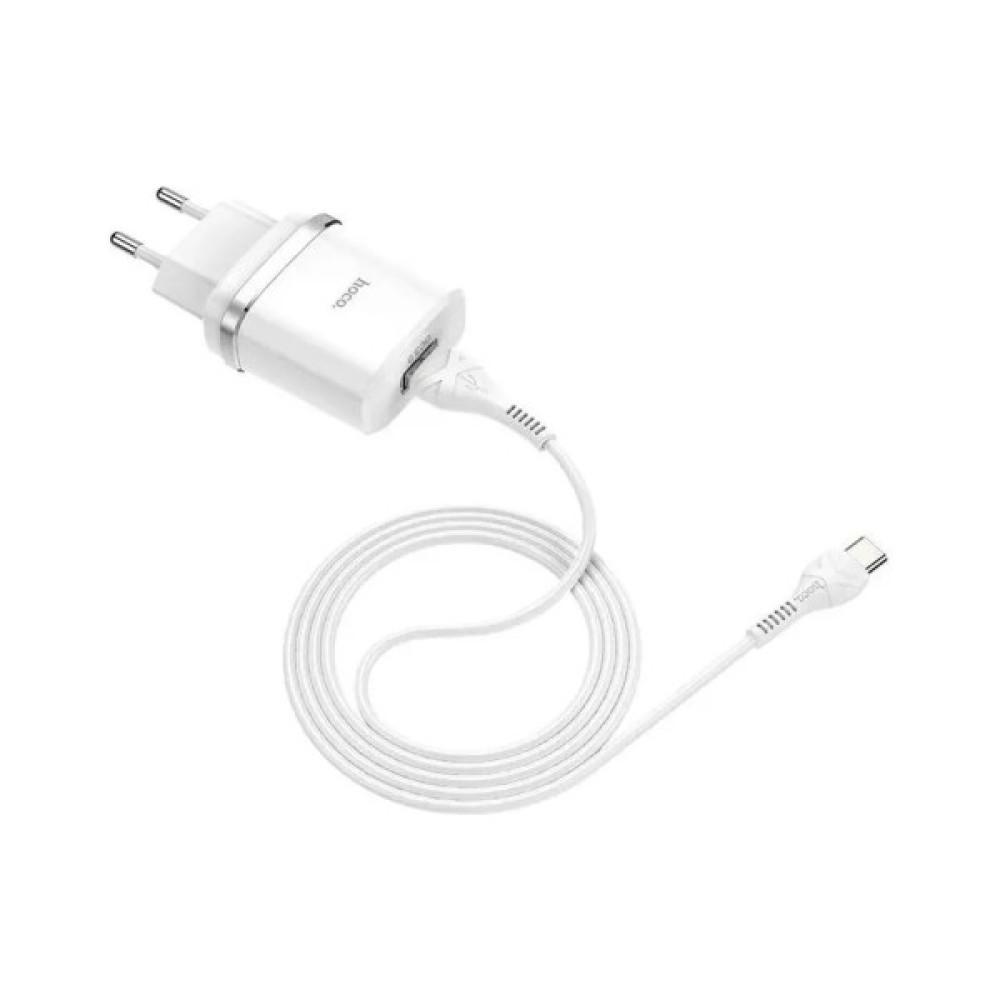 Зарядний пристрій HOCO C12Q Smart USB QC3.0 + cable USB to USB-C 18W White (6931474716309)