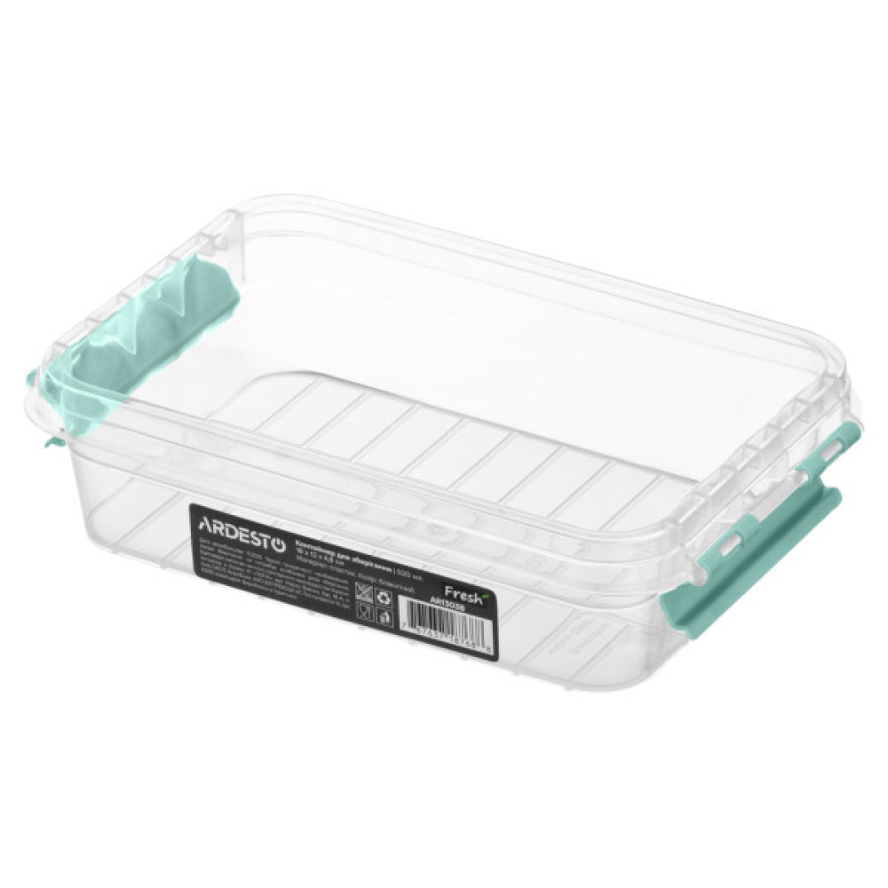 Харчовий контейнер Ardesto Fresh 0.52л, пластик, прямокутна, блакитний (AR1303B)