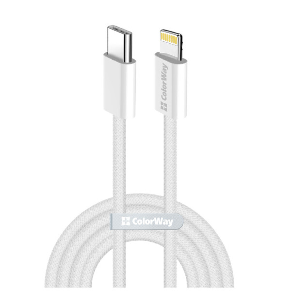 Дата кабель USB-C to Lightning 2.0m PD 27W braided gray ColorWay (CW-CBPDCL068-GR)