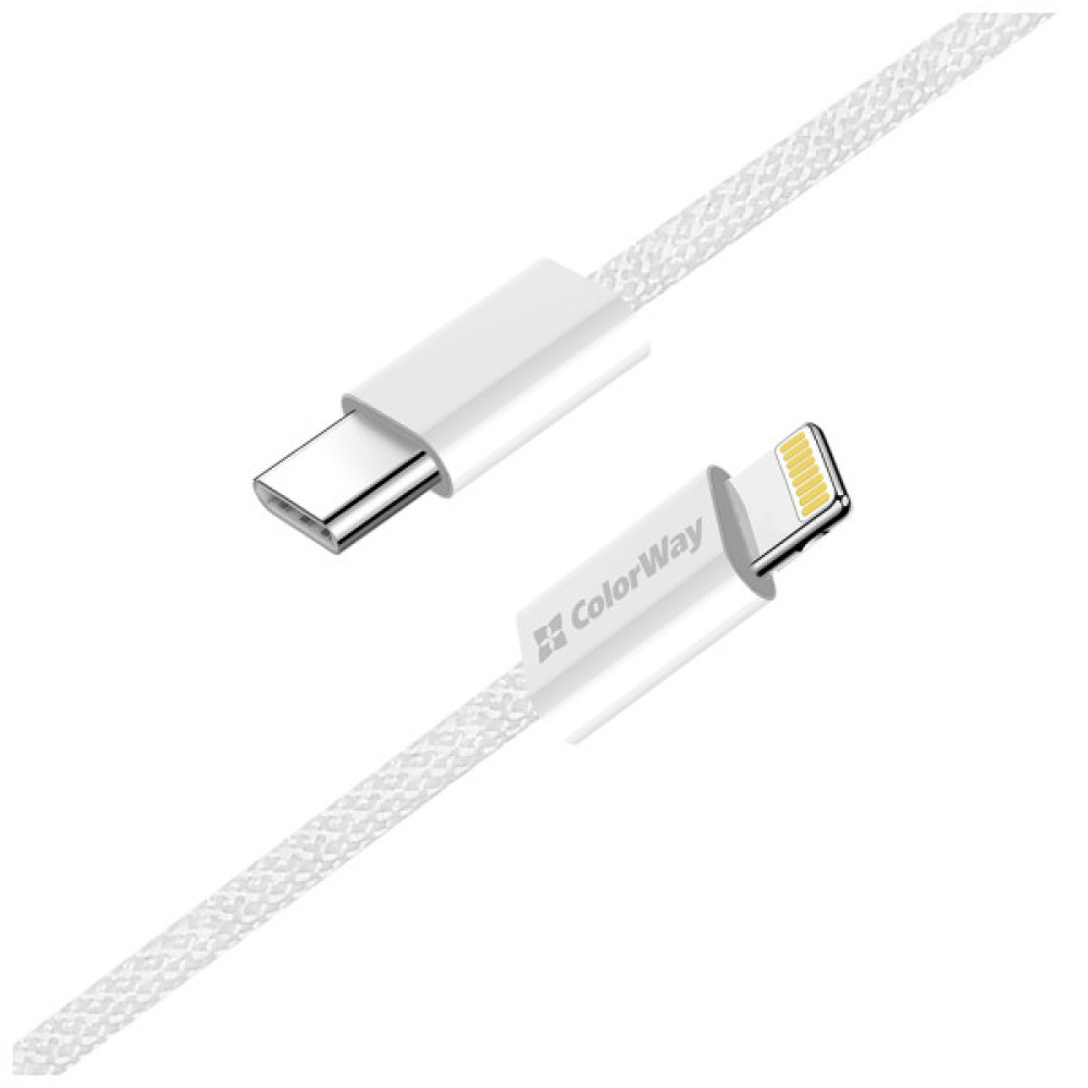Дата кабель USB-C to Lightning 2.0m PD 27W braided gray ColorWay (CW-CBPDCL068-GR)