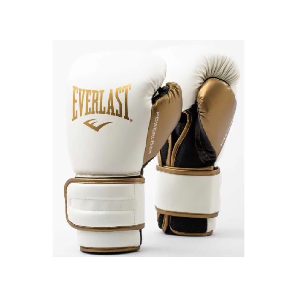 Боксерські рукавички Everlast PowerLock Boxing Training Gloves P00003049 білий, золотий 12 унцій (009283620110)