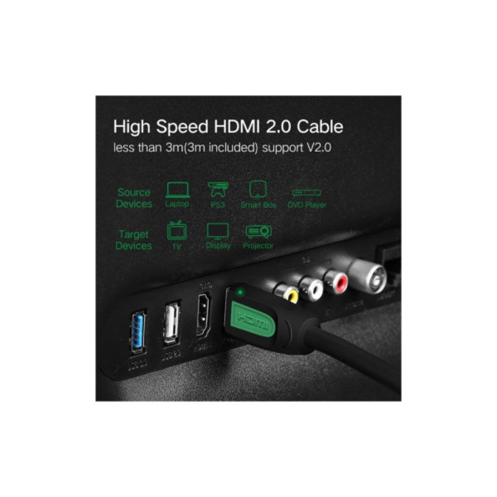 Кабель мультимедійний HDMI M to HDMI M 1.0m black Ugreen (10115)