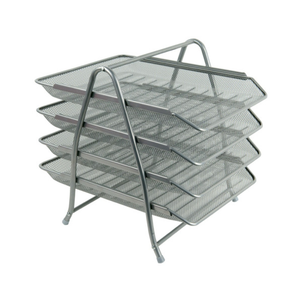 Лоток для паперів Axent горизонтальний 4-в-1, металевий, срібний (2129-03-A)