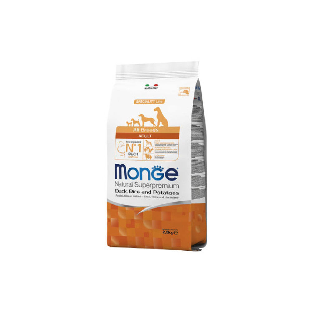 Сухий корм для собак Monge Dog All breeds Adult Duck&Rice зі смаком качки та рису 2.5 к (8009470011129)
