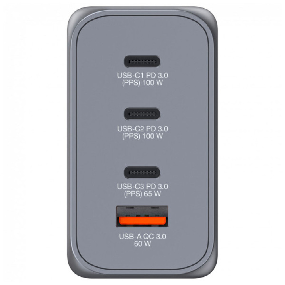 Зарядний пристрій Verbatim GaN 200 W 4 ports (2xUSB-C-100 W,USB-C-65 W /USB-A -3.0) (32204)