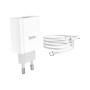 Зарядний пристрій HOCO C80A Rapido 1xUSB-C PD20W + 1xUSB QC3.0 + cable USB-C to USB-C White (6931474740533) Зарядний пристрій HOCO C80A Rapido 1xUSB-C PD20W + 1xUSB QC3.0 + cable USB-C to USB-C White (6931474740533)