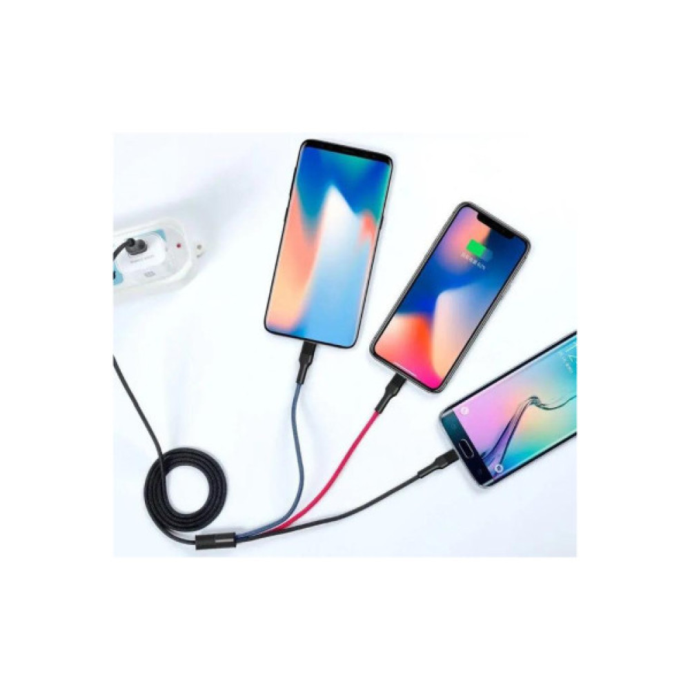 Дата кабель USB 2.0 AM to Lightning + Micro 5P + USB-C 1.2m black XO (XO-NB54-3in1)