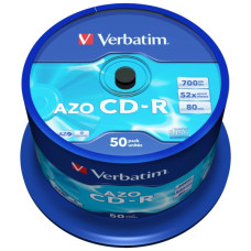 Диск CD Verbatim 700Mb 52x Cake box 50 Crystal AZO (43343)