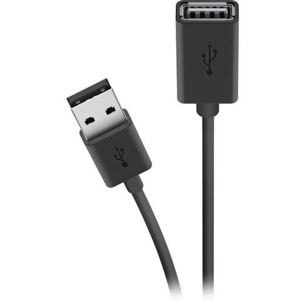 Кабель USB-A > USB-AF заряджання/синхронізації Belkin 3м, чорний
